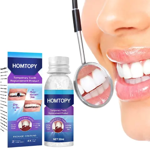 1/2 PCS Temporary Cosmetic TeethReplacement Kit, Lightweight Moldable DentalRestoration Denture Fillers, Washable Reusablefor Halloween & Party Use, Immediate ConfidentSmiles (White)