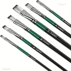 6pcs Multi-Purpose Artist Paint Brushes, Anti-Shedding Nylon Bristles, for Acrylic Oil Watercolor Gouache, Painting Lovers