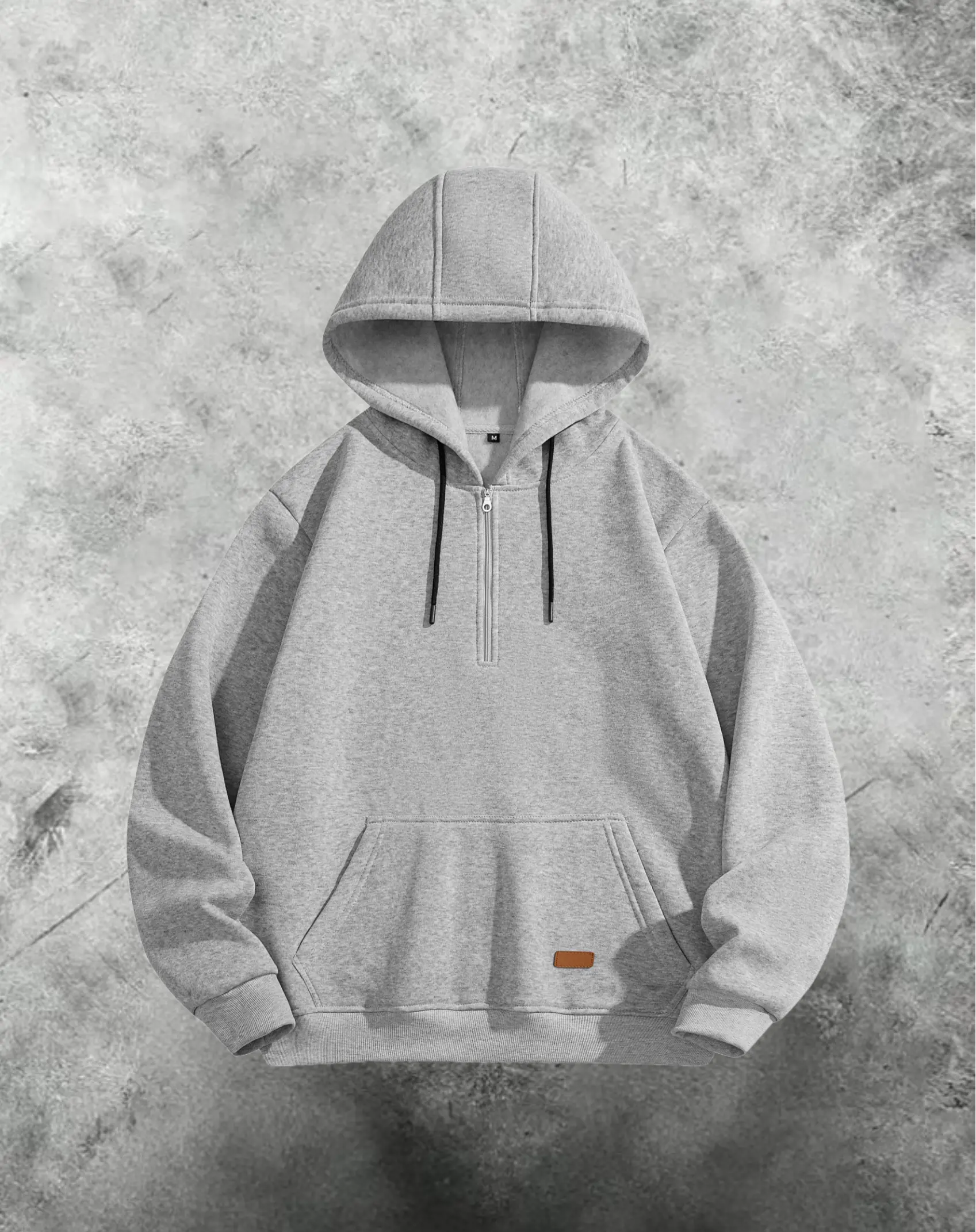 Men's Long Sleeve Sweatshirt, Casual Half-Zip Pullover Hoodie, Polyester Tops with Kangaroo Pocket, Sweatshirts, Zip Up Hoodie, Loose-Fitting, Comfy Ootd, Menswear, Half Zip Hoodie