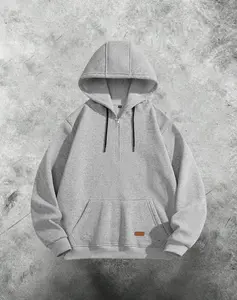 Half Zipper Hoodie Trendy Casual Style Classic Half Zipper Easy On and Off Large Pocket for Small Items Loose Fit Suitable for Daily Leisure Activities Wear
