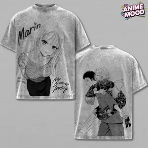 Marin Kitagawa Tee, My Dress-Up Darling Anime Vintage Acid Washed, Iconic Cute Aesthetic Graphic Art, Oversized Boxy Fit, Heavy Cotton, Anime Fan Streetwear, Gift for Boyfriend