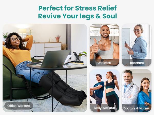 Nekteck Leg Massager for Circulation and Pain Relief, Air Compression Leg and Foot Massager, to Relieve Pain Swelling Edema, Edema RLS with 6 Modes & 6 Intensities, Relaxation Gifts for Mom Men Women Dad Wife Friend