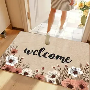 Floral Print Entrance Floor Mat, Suitable for Outdoor Front Doors and Indoor Areas. Machine Washable. Soft Texture, Stain-resistant. Suitable for Use At The Entrance and In The Kitchen. Floral Area Rug, Floral Pattern Rug, Decorative Rug Mat