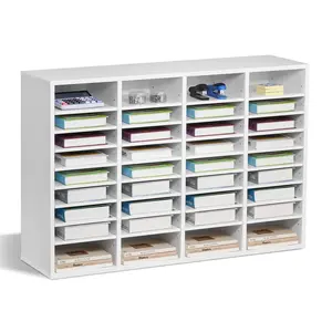 VEVOR Literature Organizer,  36 Compartments Office Mailbox with Adjustable Shelves, Wooden Mailbox Sorter Medium Density Fiberboard Office Home Classroom Storage for Files, Documents, Papers, White