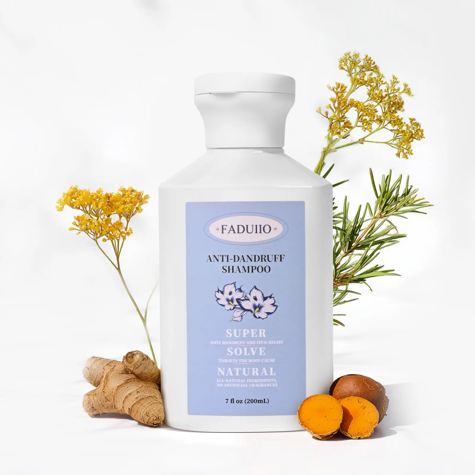 FADUIIO Anti-Dandruff Haircare Shampoo - Menthol-Plant Daily Blend Refreshing Scalp Cleanser, Gently Removes Flakes, Nourishes Hair, 7 fl oz, Rosemary, Cleansing, Gentle, Healthy Shampoo