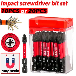 10/20pcs Strong Magnetic Anti-Impact Pz2 Screwdriver Bits Set, 50mm S2 Steel, Non-Slip High Hardness Tips, Home Renovation/decoration Tool