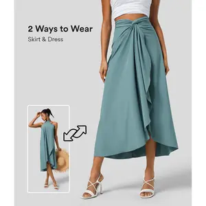 Halara Women's High-Waisted Twisted Wrapped Tie-Back Quick-Dry Resort Skirt