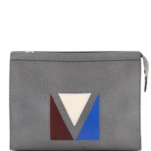 Pre-owned Louis Vuitton Leather Clutches & Wristlets Pochette Voyage Panelled Taiga MM by Rebag