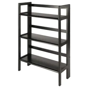 Winsome Terry 3-Tier Foldable Shelf, Stackable, Black, Solid wood
