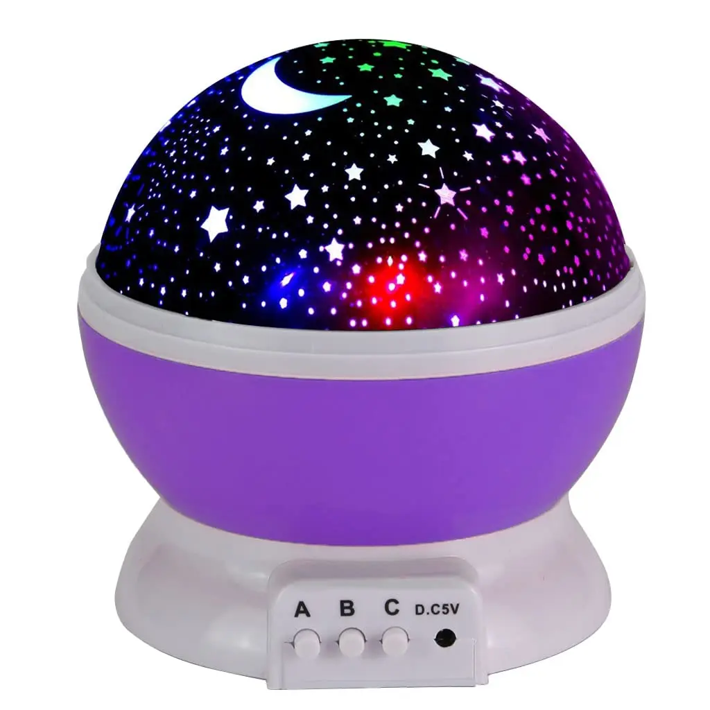 Kids Night Light Star Light Projector 360 Degree Rotating Star Projector Colors Changing with USB Cable Night Light Projection Gifts for Kids Baby Bedroom Party Decorations Birthday Gifts (Purple)