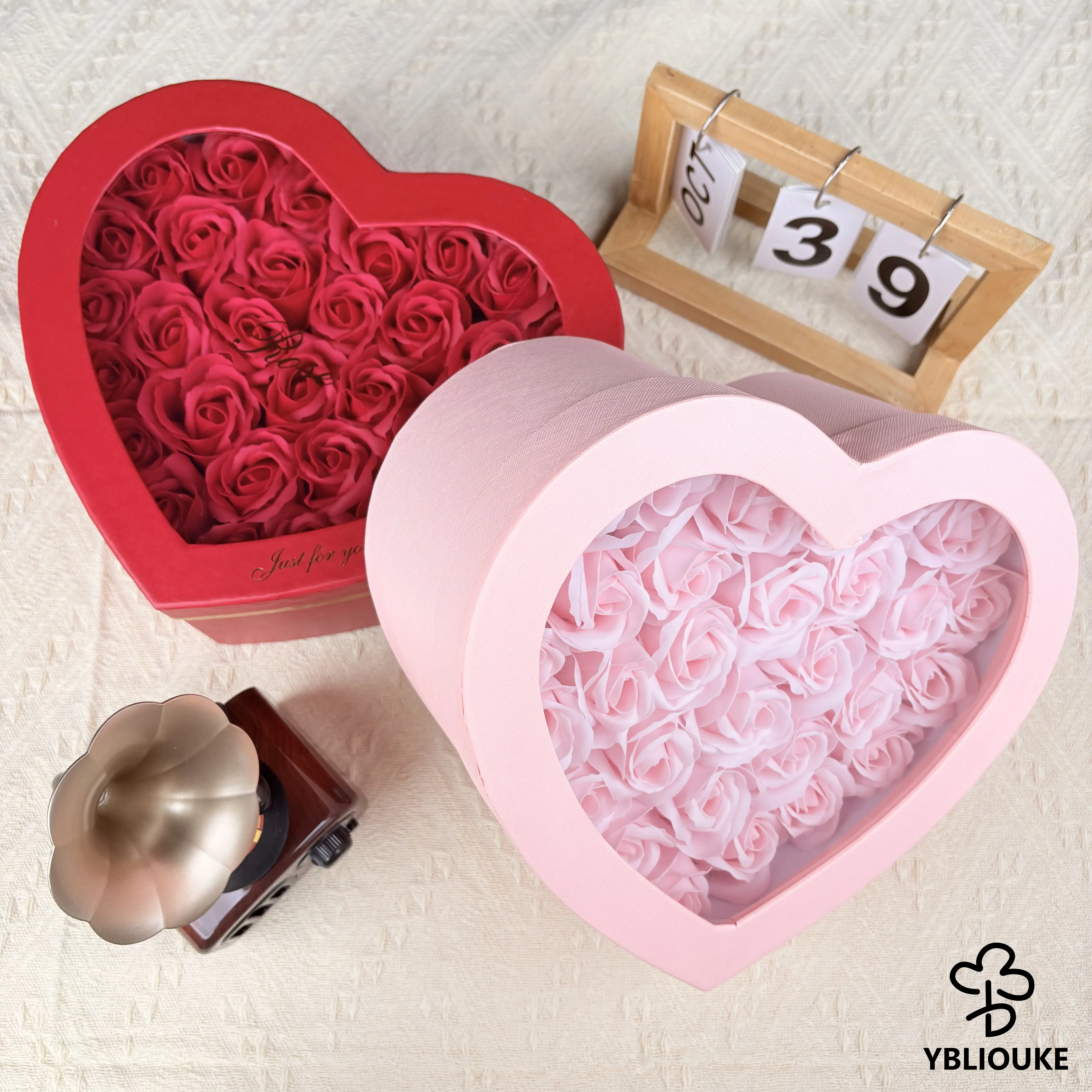 YBLIOUKE 30-Piece Maintenance-Free Soap Roses in Heart-Shaped Box - Long-Lasting Immortal Love Home Decor Flower, Perfect Gift for Her for Valentine's Day, Birthday, Bridesmaid
