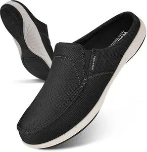 Mens Slippers with Arch Support, Breathable House Slippers for Men with Velvet Lining, Orthopedic Slip On Clog for Plantar Fasciitis, Indoor Outdoor House Shoes with Anti-Skid Rubber Sole