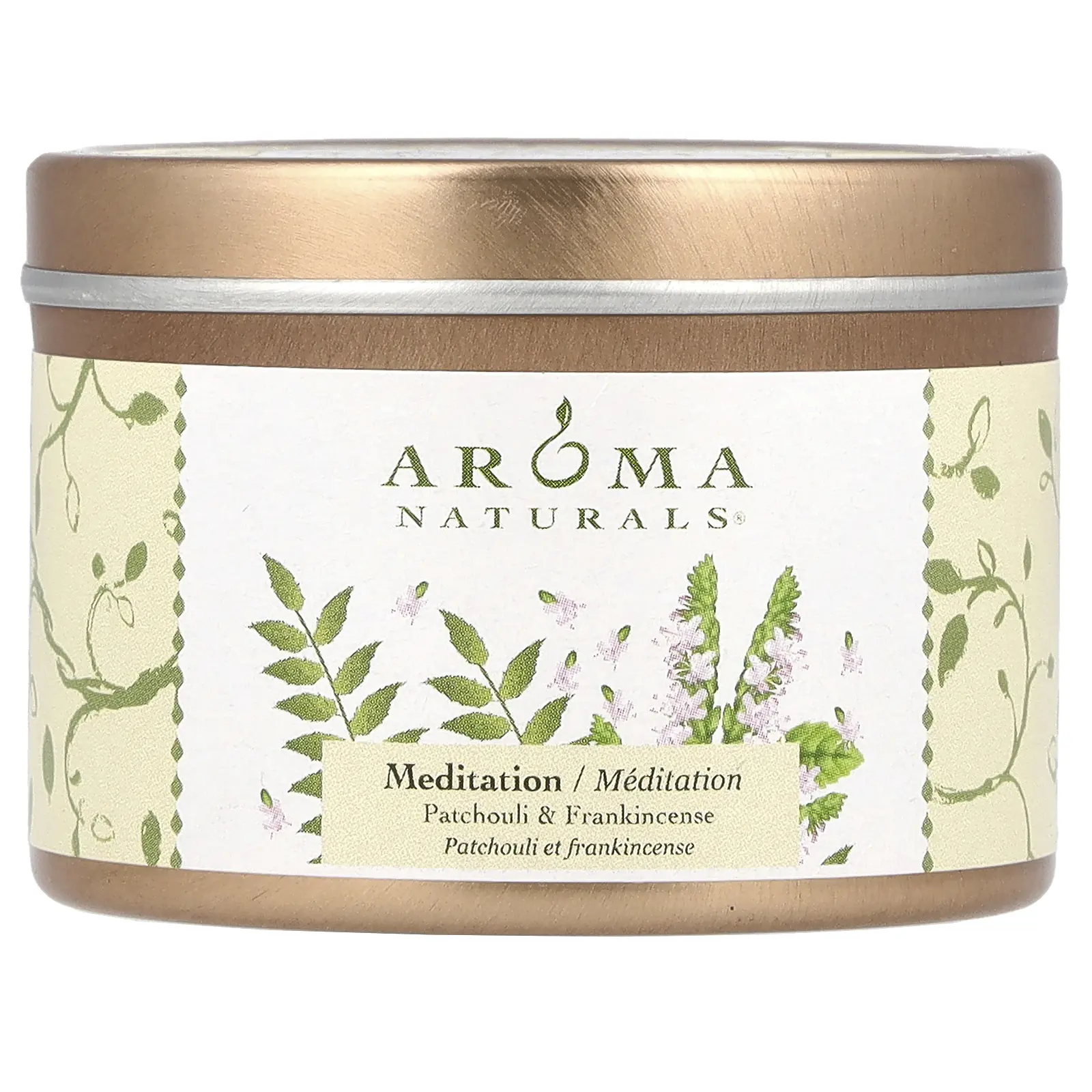 Aroma Naturals Soy VegePure®, Small Soy To Go Tin Candle, Patchouli & Frankincense, 2.8 oz (79.38 g)