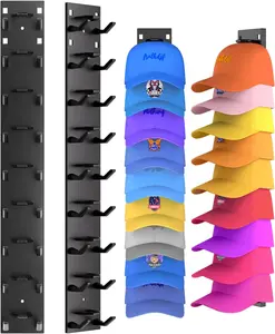 Hat Organizer for Baseball Caps 2 Pack Strong Adhesive Wall Mount Rack Multilayer Storage Display Holder Holds Up to 18 Hats for Closet Door and Bedroom Black Efficient Storage and Display