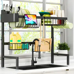 2025 2-Tier Over The Sink Dish Drying Rack (Expandable Height and Length) Snap-On Design Dish Rack Adjustable Dish Rack Over The Sink Expandable Dish Rack Kitchenware Drying Rack Dish Rack For Small Kitchens Dish And Utensil Organizer Kitchen Gadgets 15u