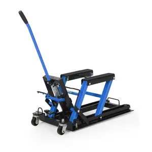 Hydraulic Motorcycle Lift Jack 1500Lb Capacity ATV Scissor Jack with 4.53-15.3in Height Adjustment, Garage Lift with Non-Slip Platform for ATVs, UTVs, Motorcycle,Blue