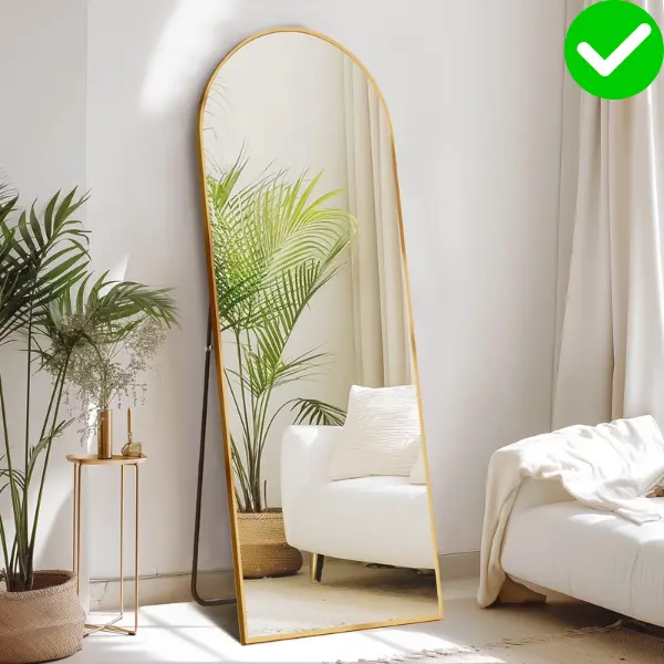 Full Length Arched Mirror 64"x21" - Floor Standing Body Mirror for Bedroom & Living Room