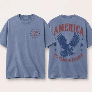 America Eagle 250th Anniversary Comfort Color Tee Patriotic Western Shirt 250 Years of Freedom Ring Spun Cotton Casual Soft Washed T-Shirt Trendy Tops