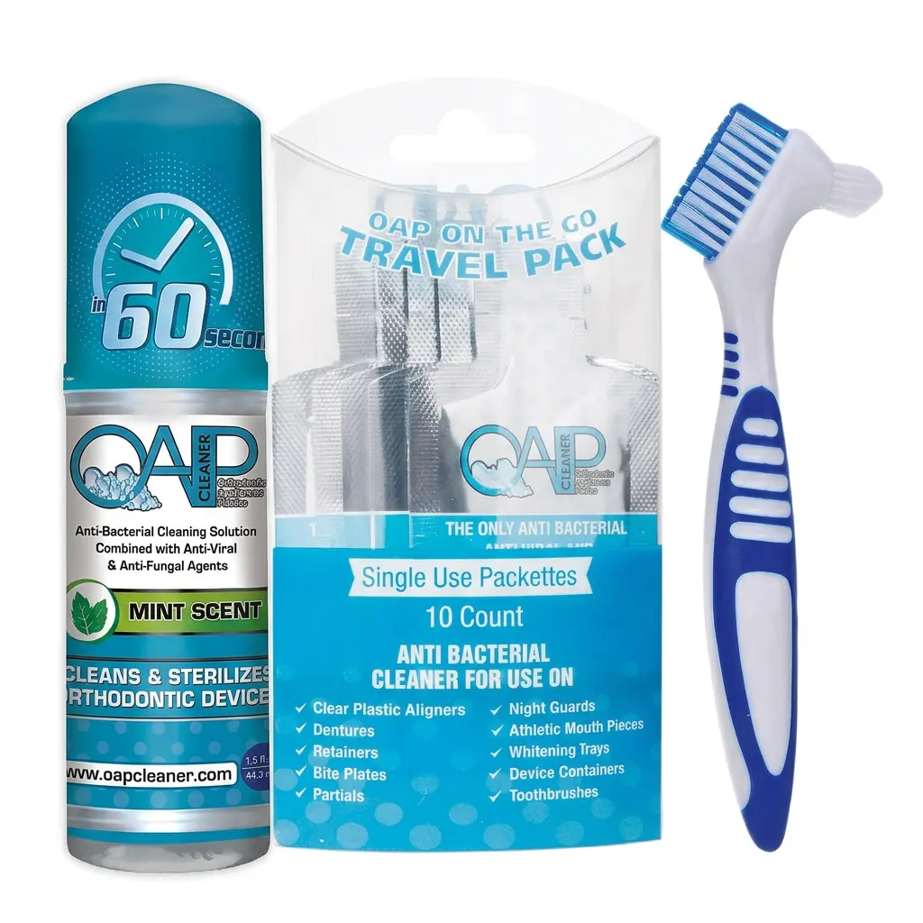OAP Cleaner Intro Kit | 44.3mL Foam with Denture Brush & Free Travel Packs