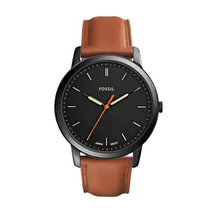 Fossil Minimalist Men's Three-Hand, Black Stainless Steel Watch
