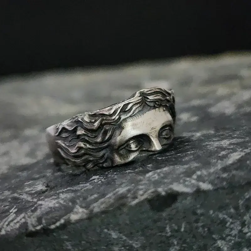 Retro Half Face Venus Ring for Men Women Greek Mythology Vintage Punk Gothic Art Open Ring Unisex Accessories Designer Jewelry LENNIK