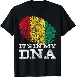 Casual Cotton shortsleeve tees It's In My DNA Guinean Gifts Proud Afro Guinea-Conakry Flag T-Shirt