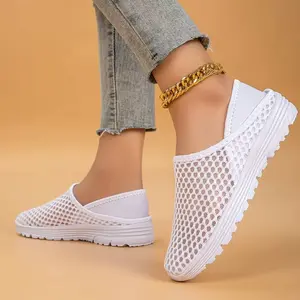 Summer Breathable Hollow-Out Casual Slip-On Shoes, Lightweight Knitted Oversized Sneakers