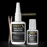 EXSIVIA Nail Glue & Remover Kit, 10mL Brush-On Strong Hold Nail Glue + 50mL Acetone-Free Remover