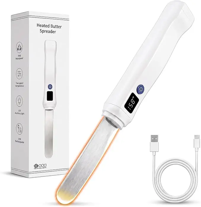 Electric Heated Butter Knife | Instant 2s Heating Butter Spreader with Digital Temp Display, Rechargeable Smooth Spread Tool for Breakfast Toast Cheese Nut Butter, cooking knives