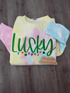 Tie Dye Lucky Charms Embroidered Sweatshirt