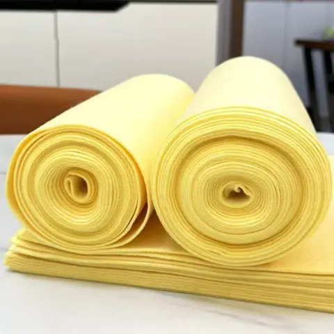 10 Pcs (11 in*11 in) Luffa dishcloth, sold in yellow rolls, specifically for cleaning kitchen grease, a thick double-use luffa dishcloth