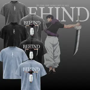 Anime Villain Sword Graphic T-Shirt “To The One Who Left It All Behind” Vintage Washed Tee Dark Aesthetic Manga Streetwear Unisex Cotton Shirt Gift for Anime Fans