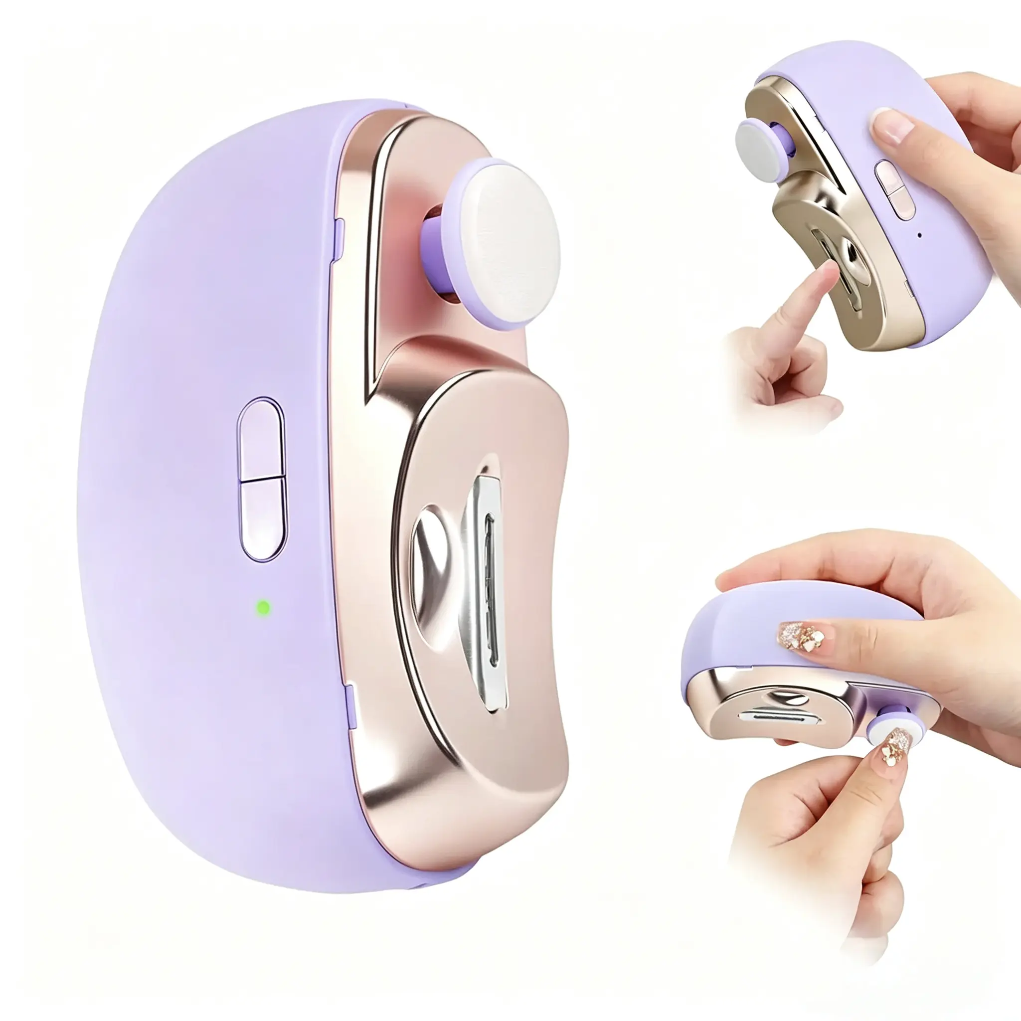 Electric Nail Clipper, Multifunctional 2-in-1 Handheld Tool for Adults & Seniors, Portable Trimmer & Polisher with LED Light and Dust Catcher, Purse, Compact, Effortless Care, Polish+Trim, Sensitive Safe