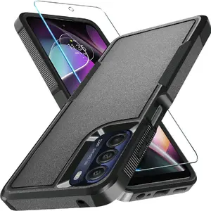 Motorola Moto G 5G 2022 Case with Tempered Glass Screen Protector[1 Pack], Heavy Duty Rugged Shockproof Full Body Protective Phone Cover