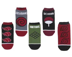 Naruto Shippuden Socks Adult Akatsuki And Clan Names Anime No Show Mix And Match Ankle Socks 5 Pairs