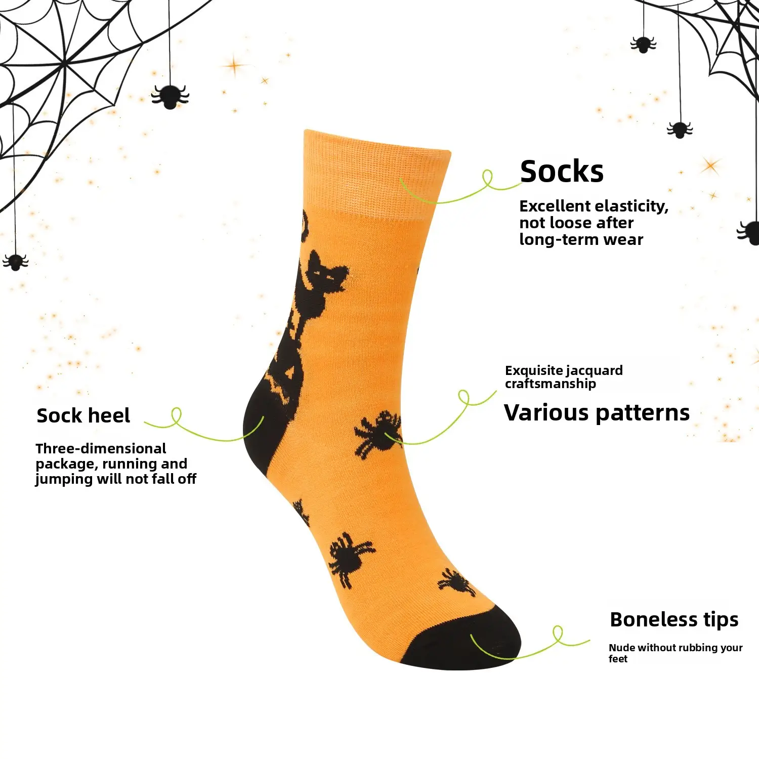 Halloween Plus Size Christmas Pumpkin Witch Funny Men's Long Socks Mid-Calf Casual Socks for Women Floral Tropical Holiday Menswear Cartoon Design Fes