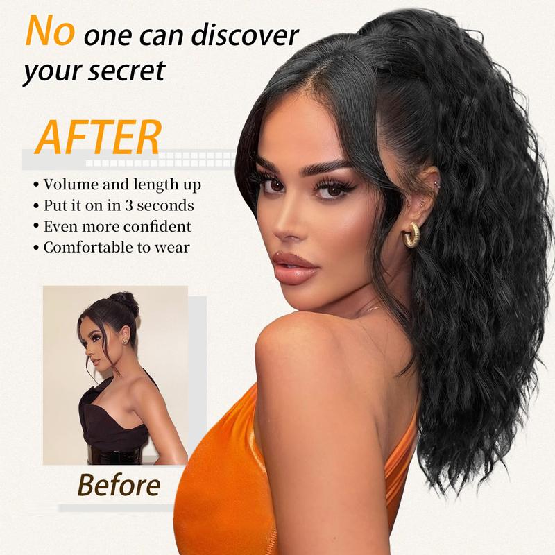 Iridescent Claw Ponytail Extension Black Brown 18" Curly Pony Tail Clip in Hair Extensions for Women Fluffy Natural Looking Synthetic Hairpiece for Daily Use Iridescent Claw Ponytail Extension Black Brown 18" Curly Pony Tail Clip in Hair Extensions for Women Fluffy Natural Looking Synthetic Hairpiece for Daily Use