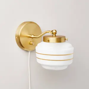 Milk Glass Striped Wall Sconce Brass Finish - Hearth & Hand with Magnolia