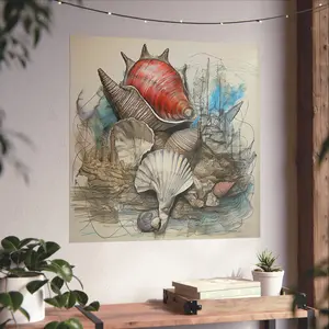 Seashell Wall Art, Nautical Home Decor, Coastal Themed Fine Art Print, Gift for Ocean Lovers, Beach House Decor, Art for Living Room Ornaments Decoration