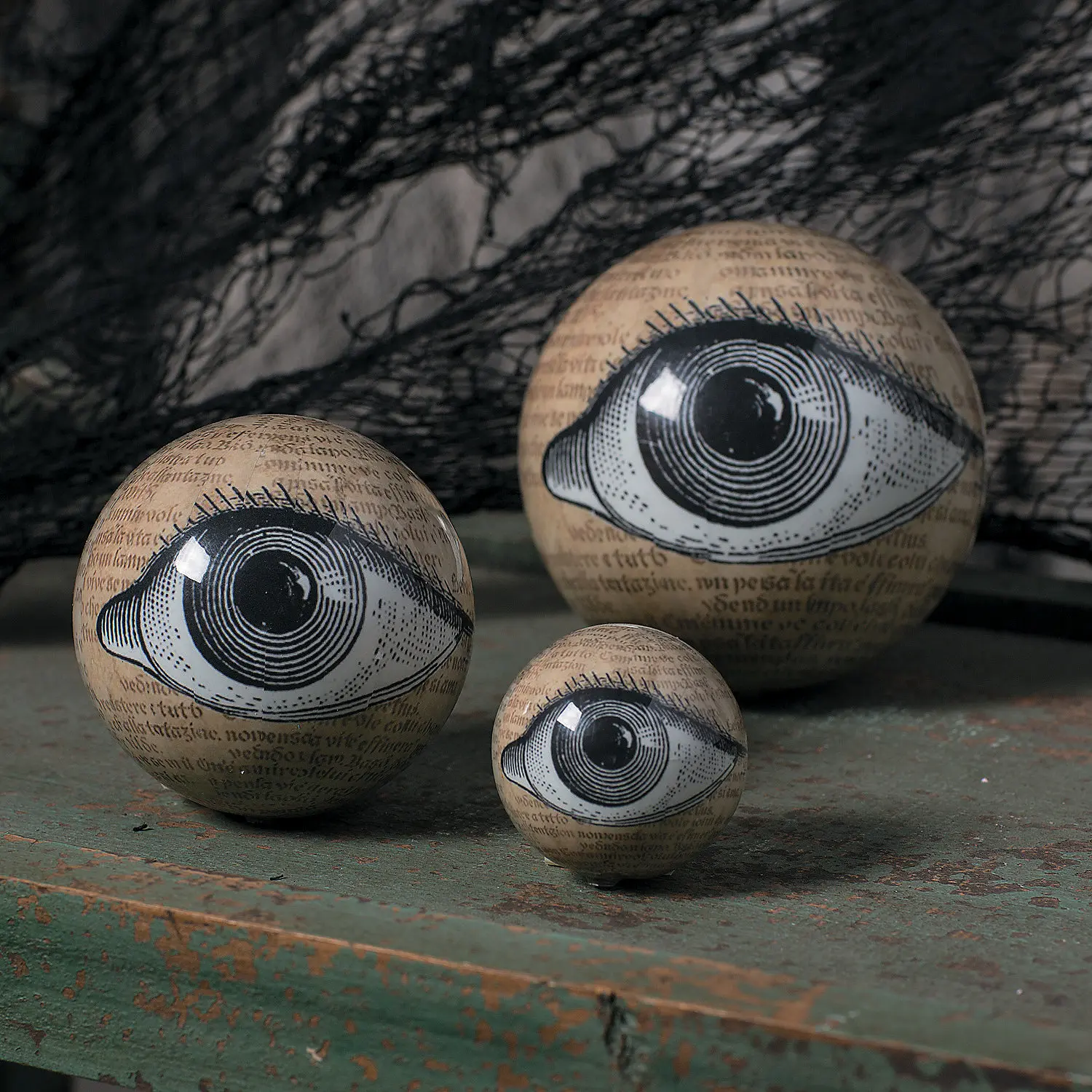 Multi-Sizes Spooky Lightweight Styrofoam Eyeball Ornaments (1.5"-3.5" Double Eyes Decorative Orbs), Halloween Aesthetic Festive Decor, Haunted House Horror Supplies for Home Kitchen Displays