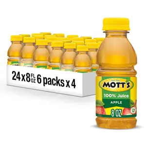 Mott's 100% Original Apple Juice, 8 Fl Oz Bottles, 24 Count (4 Packs Of 6), 2 Servings Of Fruit, 100% Fruit Juice, Gluten-free, Caffeine-free, Kosher, Contains No Artificial Colors Or Sweeteners