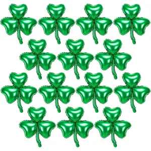 24Pcs St. Patricks Day Foil Balloons 18 Inch Lucky Shamrock Balloons Garland for St Patricks Day Irish Festival Holiday Party Decorations