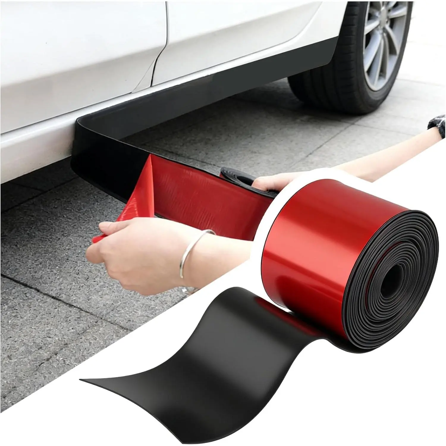 Side Skirts for Cars Protector,Flexible Rubber Bumper Guard for Cars for Side Sills,Front/Rear Bumpers,Cuttable Car Bumper Protector