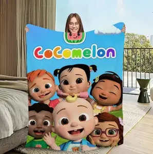Cocomelon Cartoon Plush Blanket - Four Seasons Warm Soft for Sofa Living Room Office Bedroom Baby Travel Flannel Halloween Christmas Gift