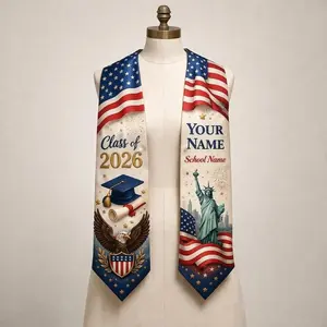 Custom USA Graduation Stole Class of 2026 Personalized Name School American Flag Patriotic Graduation Sash Gift