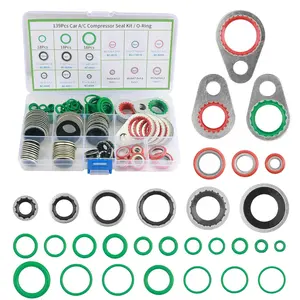 139PCS AC O Ring Kit Contains 30 Sizes,Durable A/C O Ring Assortment Kit with 54PCS Rubber Gasket & 85PCS Spacers for Seal Improvement,Professional AC Compressor Gasket Kits
