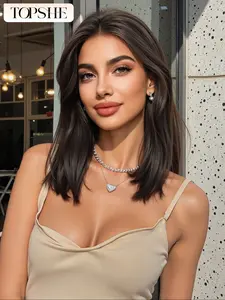 Women's Lace Front Short Natural Bob Wig, Straight Natural Looking Wigs with Baby Hair, Transparent Density 150%, Suitable for Women, Lace Closure Wig