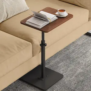 Side Table, Couch Side Table, C Table Adjustable Swivel Sofa Tray Table with Heavy Metal Base, 11.8×15.7in C Shaped End Table for Couch, Bed, or Living Room