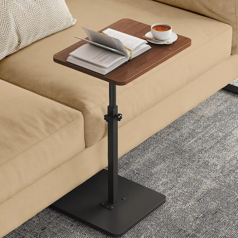 Side Table, Couch Side Table, C Table Adjustable Swivel Sofa Tray Table with Heavy Base, 11.8×15.7in C Shaped End Table for Couch, Bed, or Living Room