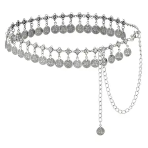 AWAYTR Women's Western Concho Chain Belts, Silver Waist Chain Accessories for Jeans, Dresses, Country Concert Outfits, Western Concho Belts